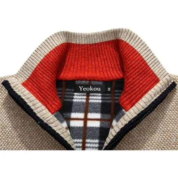 Mens Knitted Cardigan Sweater Full Zip Knit Jacket Long Sleeve Casual Warm Coat Cardigans